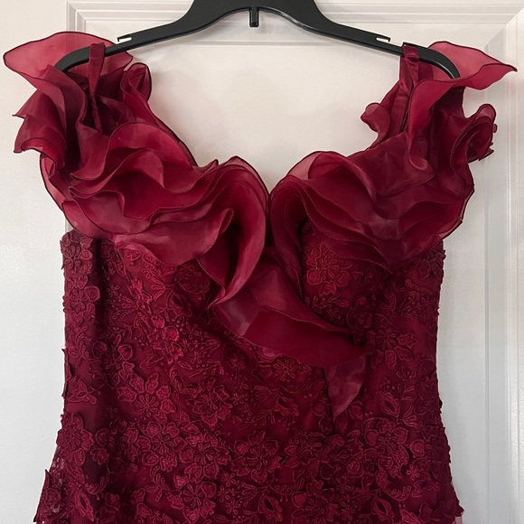 MOTHER OF THE BRIDE Montage by Mon Cheri Cranberry Lace/Organza Gown #119931 - Picture 2 of 10